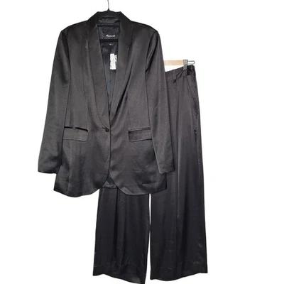 Traje Blazer Madewell Satinado Grande Harlow Pantalones Pierna Ancha Nuevo con Etiquetas Vacaciones Formales Foto 1 de 4