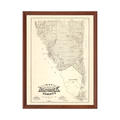 Old Map of Maverick County, TX 1893 - Vintage Texas Art - Image 1 of 4