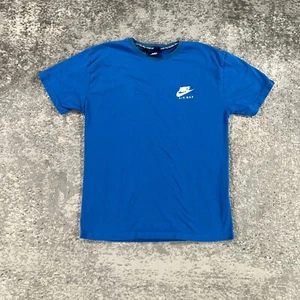 Nike Shirt Youth Boys Large Blue Crew Neck Air Max Soccer Futbol Raised Logo Y2K - Picture 1 of 14