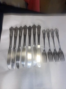 HF Signature Silverware/Flatware Princeton Pattern Set Of 11 Forks And Knives - Picture 1 of 4