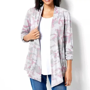 Giacca cardigan Susan Graver Lifestyle regolare melange salmone rosa S nuova - Foto 1 di 1