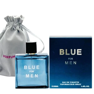 PERFUME For Men BLUE 100ml 3.4fl.oz Long Lasting Fragrance Cologne WITH POUCH - Picture 1 of 2