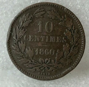 1860 Luxemburg 10 Centimes Coin 30 mm - Picture 1 of 4