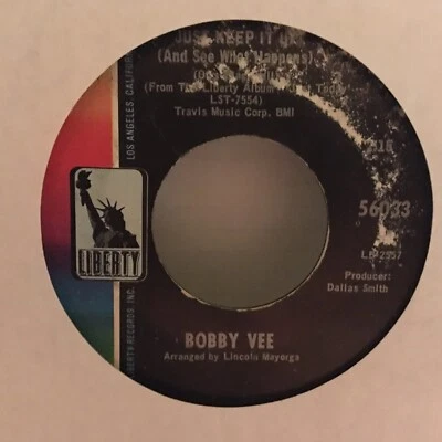 BOBBY  VEE      45  SINGLE  ,  MY GIRL  HEY GIRL /  JUST KEEP IT UP - Image 1 of 2