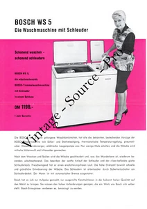 alte Werbung BOSCH WS 5 Die Waschmaschine mit Schleuder Vintage 1950er Jahre - Bild 1 von 2