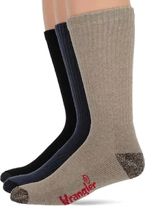 Wrangler Mens Cotton Cushion Work Boot Crew Socks Made in USA 3 Pair Pack - Picture 1 of 4