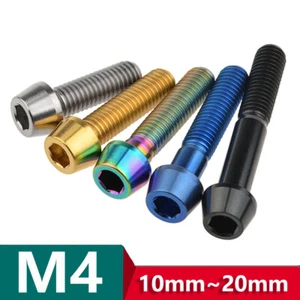 Titanium Bolts Ti Cone Taper Allen Socket Cap Screw M4 x 10/12/15/20mm for Bike - Picture 1 of 22