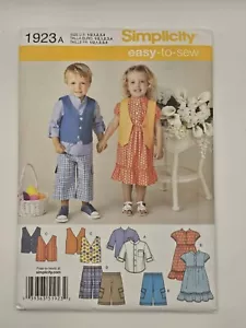 Camisa, vestido, chaleco, pantalones cortos con patrón de simplicidad 1923 para niños y niñas - Imagen 1 de 2