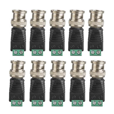 10pcs BNC Balun Connector Security CCTV Camera Video Coax Cable Screw Terminal - Image 1 of 4