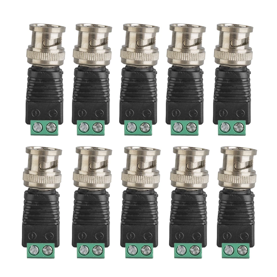 10pcs BNC Balun Connector Security CCTV Camera Video Coax Cable Screw Terminal - Image 1 of 4