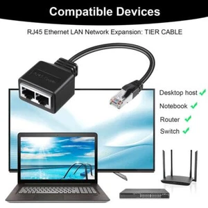 RJ45 Adapter 2 in 1 Ethernet LAN Network Splitter Patch Extender Connector Z8G2 - Photo 1/9