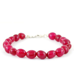 LOWEST PRICE 126.70 CTS EARTH MINED Enhanced RUBY OVAL SHAPED BEADS BRACELET