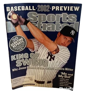 Presentación de béisbol Jason Giambi con revista deportiva ilustrada 3/25/02 King of Swing vista previa - Imagen 1 de 9