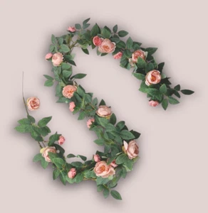 Clayre & Eef Künstliche Rosengirlande Textilblüten Rosen Blumen Blüten 150cm - Bild 1 von 3