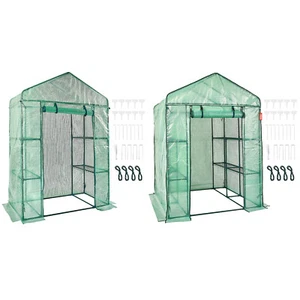 VEVOR Walk-in Greenhouse Portable Garden Green House with Stable Shelves PE Tarp - Picture 1 of 26