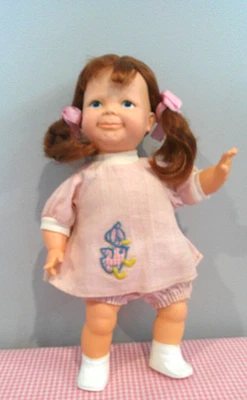 Working Vintage Vinyl & Cloth Toddler Thumbelina Baby Doll by Ideal, 1968 - Image 1 of 4