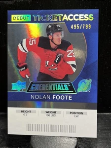 #/799 Nolan Foote #101 2021-22 UD Credentials 2020-21 Debut Ticket Access - Bild 1 von 2