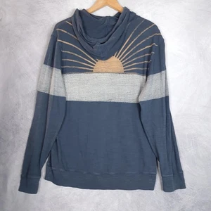 Faherty Hoodie Herren Large blau grau Sunwashed Slub Sunburst Streifen Pullover - Bild 1 von 13