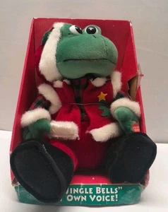 Peluche statuina natalizia Kurt Adler Freddy la rana canta e scuote vintage nuova in scatola - Foto 1 di 5