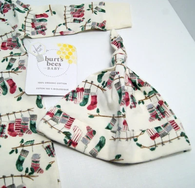 Burt's Bees Baby Christmas Outfit Size 6-9 Months Holiday Stockings Pattern NEW - Image 1 of 4