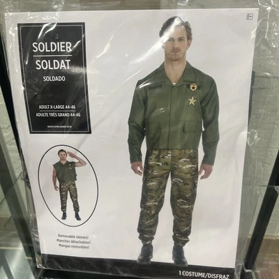 NUEVO Disfraz Uniforme de Halloween Soldado Amscan Adulto XL 44-46 Mangas Extraíbles Foto 1 de 4