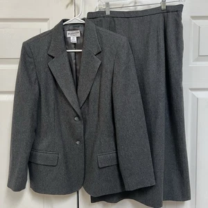 Pendleton Petite 100% Lana Virgen 2 Piezas Falda Blazer Traje Conjunto 14 Gris - Imagen 1 de 14