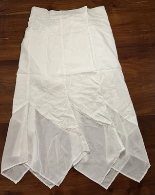 Chico's Mujer Pull On Blanco Lino y Voile Pañuelo Dobladillo Falda Talla Grande Foto 1 de 4