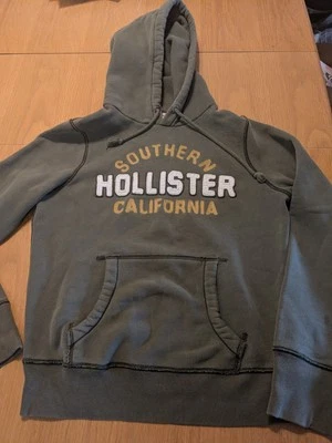 Sudadera con Capucha Hollister De Colección Deletrear Y2K Para Hombres Talla Pequeña Verde Oliva Foto 1 de 4