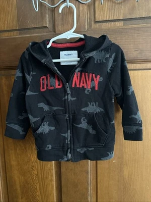 Old Navy 男宝宝 18-24 个月棉混纺黑色恐龙连帽夹克 — 第 1/2 张图片