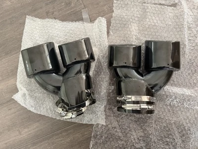 Puntas de escape cuádruples BMW vidrio negro acero inoxidable 3,5 pulgadas puntas de escape Foto 1 de 4