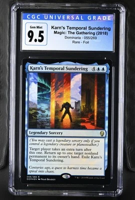 KARN'S TEMPORAL SUNDERING Dominaria Foil Rare CGC 9.5 MTG [Nostalgium] - Image 1 of 2