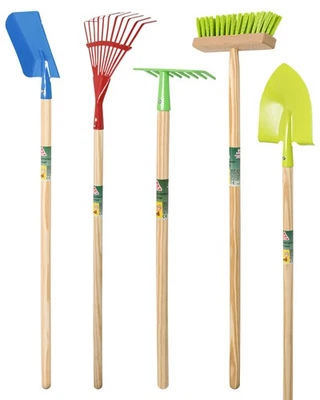 Kinder Gartengeräte Set 5-teilig - Schaufel, Spaten, Rechen, Besen & Fächerbesen - Bild 1 von 4