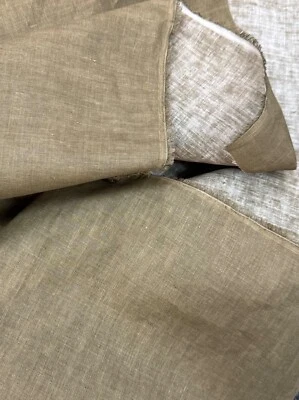 FLAX Linen Fabric with Right Side Olive Green Color Light Weight 59” Wide By The Yard