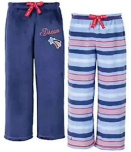 Nautica Boys Soft Fleece Pajama Sleep Pants 2 Pack Blue Red Elastic Waist Size 7 - Picture 1 of 5