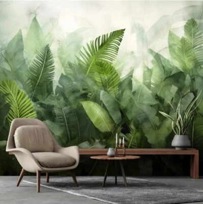 PAPEL PINTADO SELVA VERDE 312x219 cm dormitorio característica mural plantas Foto 1 de 4
