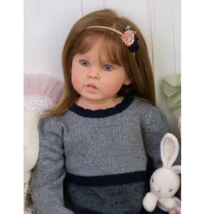 30" Finished Reborn Baby Puppe Girl Toddler Yellow Long Hair Rooted Handmade Toy - Bild 1 von 4