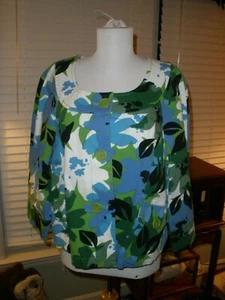 Jones New York Sport Blue Green Women's Jacket Button up Front XL (C5) - Picture 1 of 4