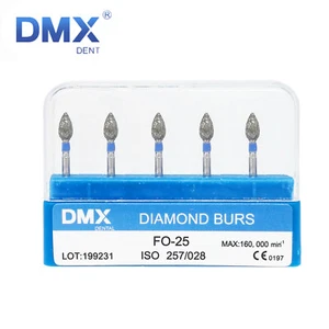 5X DMXDENT FO-25 Dental Diamond Burs FG 1.6mm For High Speed Handpiece TJ - Picture 1 of 1
