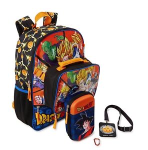 DRAGON BALL Z Boys 17" 4-Piece Backpack Set w/Insulated Lunch Box + ID Badge $40
