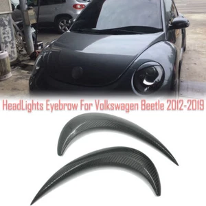 Carbon Fiber Headlight Cover Eyebrows Eyelid Trim Sticker For VW Beetle 2012-19 - Picture 1 of 11