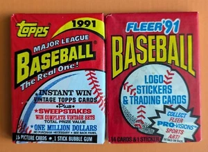 1991 Fleer/Topps Baseball Wax Packs 1 Of Each - 2 Total Packs, Factory Sealed - Picture 1 of 1