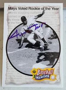 WILLIE MAYS SIGNED 1992 UPPER DECK HEROES ROOKIE OF THE YEAR CARD GIANTS JSA COA - Picture 1 of 2