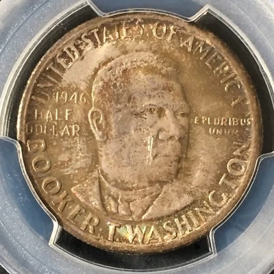 1946-S 50C Booker T Washington Commemorative Half PCGS MS65  26927216 - Image 1 of 4