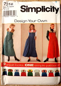 Vestido Jersey Suelto Simplicity 7316 con Cuello Desmontable Falta Talla 6-8-10 Patrón - Imagen 1 de 9