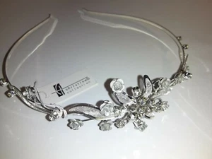 Christina Bridal Collection head piece silver tone with roses and rhinestones - Picture 1 of 3