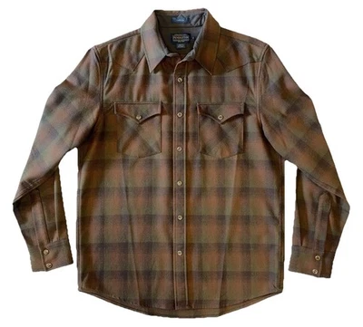 Pendleton Men’s Plaid Snap-Front Western Canyon Shirt Medium Brown Ombré - Image 1 of 4