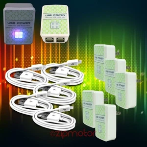 5X 4 USB PORT WALL ADAPTER+10FT CABLE POWER CHARGER SYNC WHITE GALAXY NOTE NEXUS - Bild 1 von 1