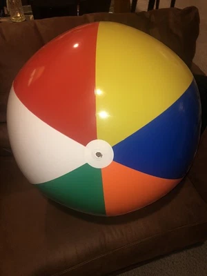 1980`s Vintage Six Color  36" Inflatable Glossy Vinyl BEACH BALL No Safety Valve - Image 1 of 3