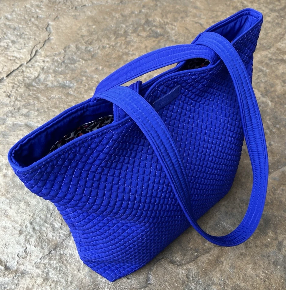 VERA BRADLEY Quilted Microfiber Tote Purse Hand Shoulder Bag Shopper Royal Blue - Image 1 of 4