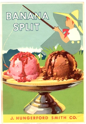 Póster antiguo de papel dividido de plátano de J. Hungerford Smith Co. Foto 1 de 2